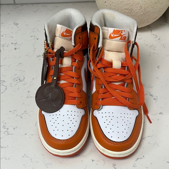 Nike Air High-Tops in Orange and White - Picture 1 of 3